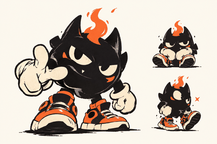 FORGE, the HYPEFORGE hand-drawn flame mascot